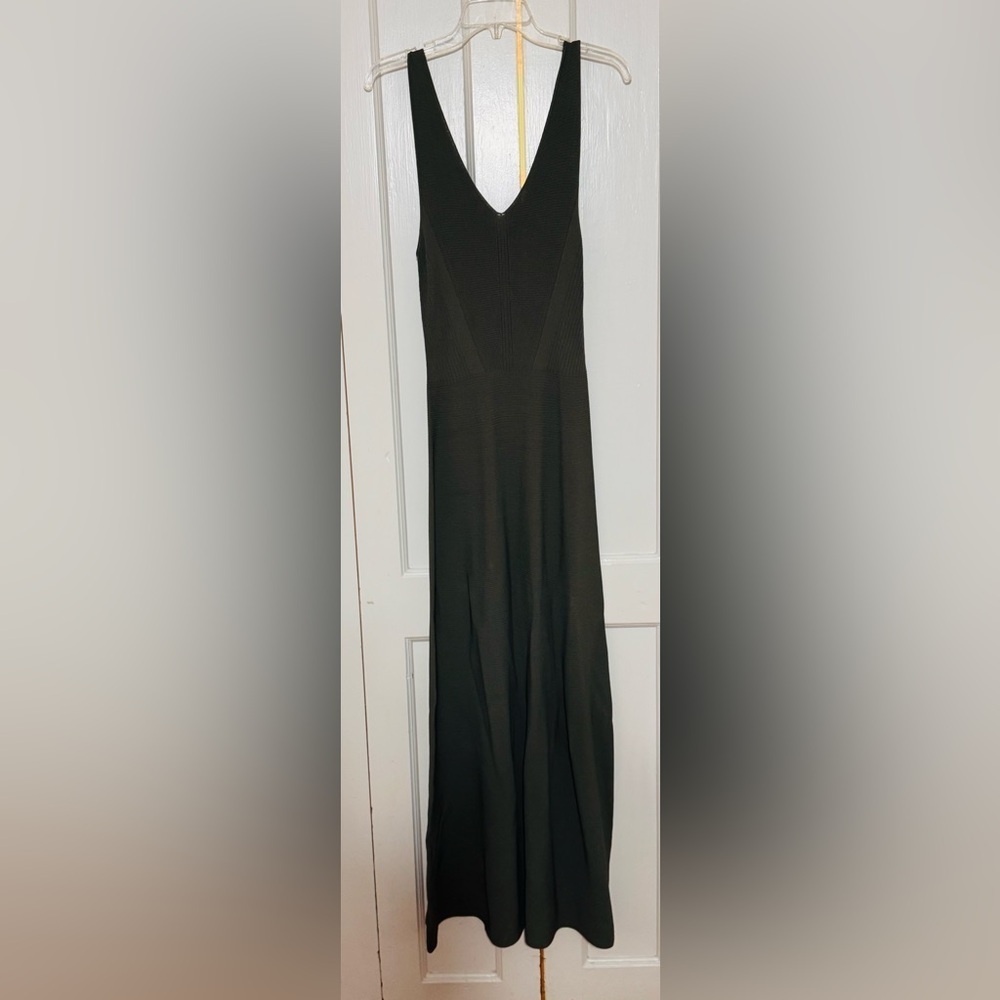 Emporio Armani Seamless Ottoman Maxi Dress In Olive Green - Picture 7 of 7
